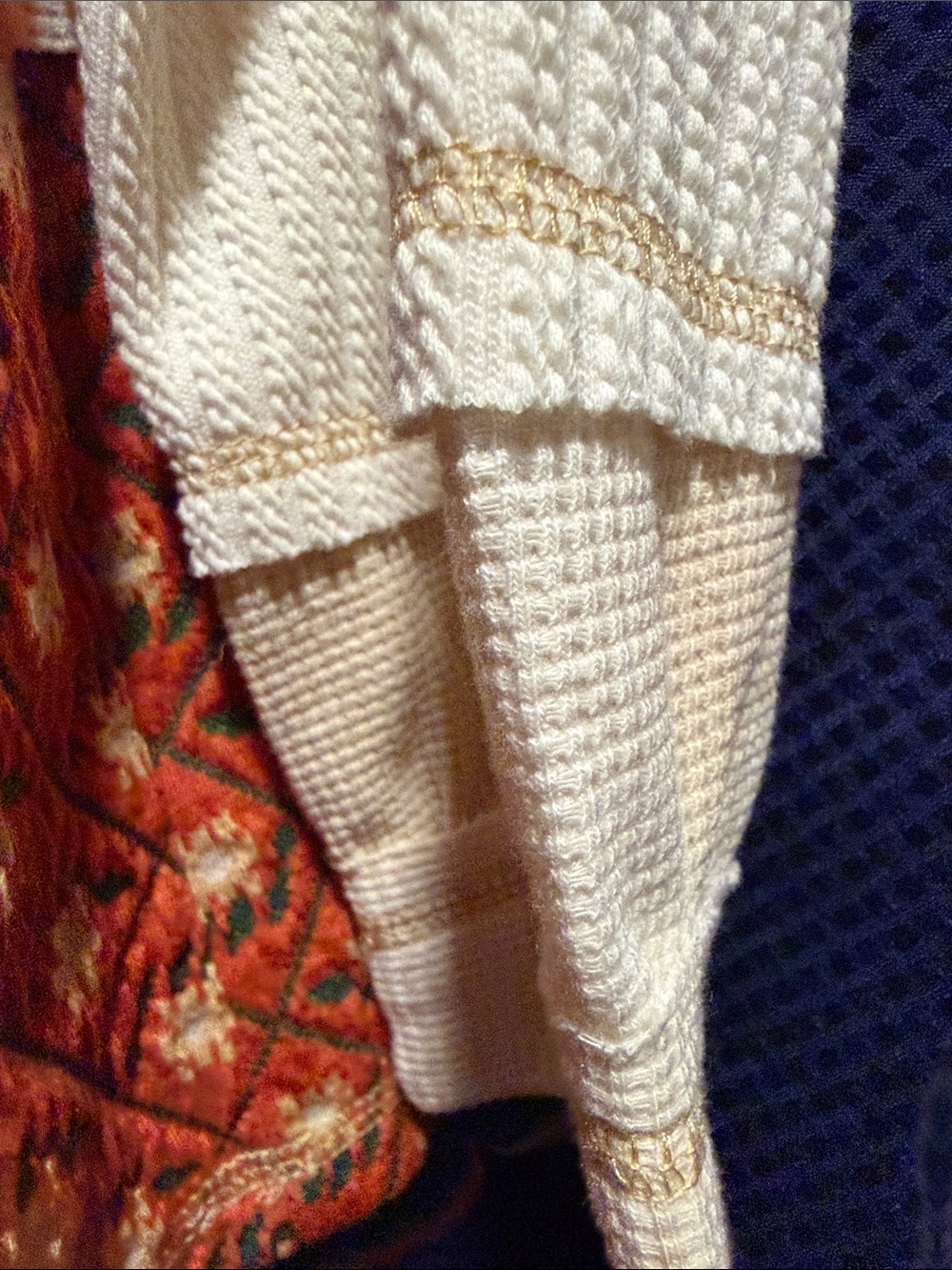 POL Cream and Rust Patchwork Waffle-Knit Pullover - Picture 6 of 14
